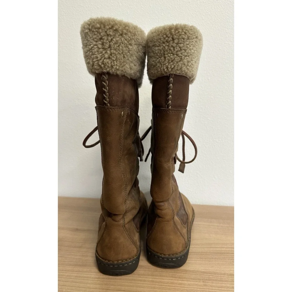 Ugg Australia Leather Boots Womens Size 9 Sheepskin Brown